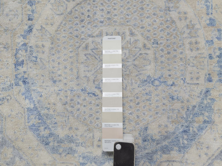 9'0" x 11'9" New Hand Knotted Ivory Wool Rectangle Oriental Rug - MOA10291440