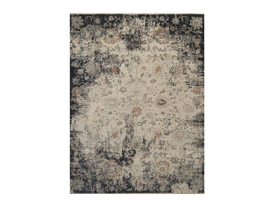 9'0" x 12'2" New Hand Knotted Black Wool Rectangle Oriental Rug - MOA10291441