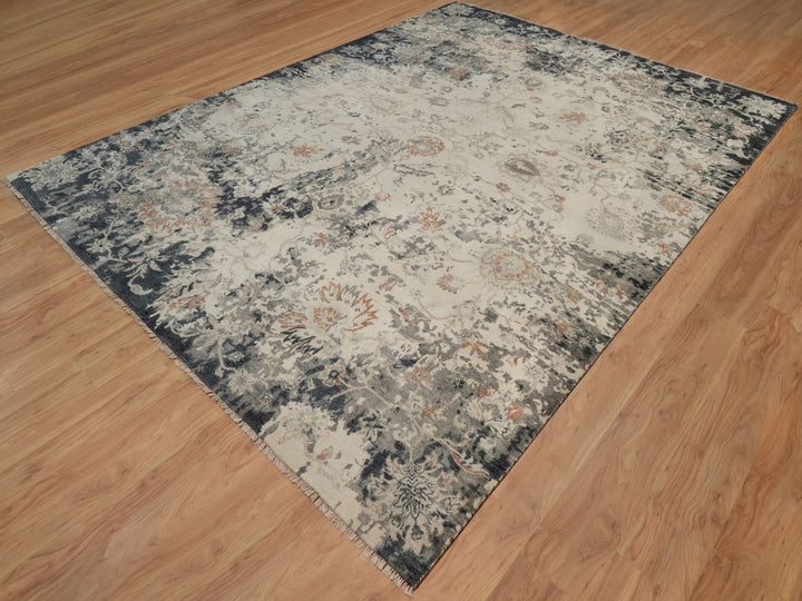 9'0" x 12'2" New Hand Knotted Black Wool Rectangle Oriental Rug - MOA10291441