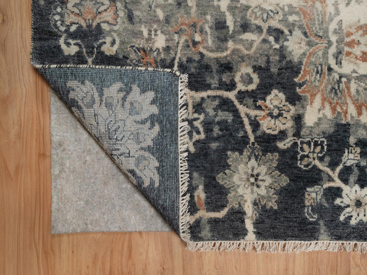 9'0" x 12'2" New Hand Knotted Black Wool Rectangle Oriental Rug - MOA10291441