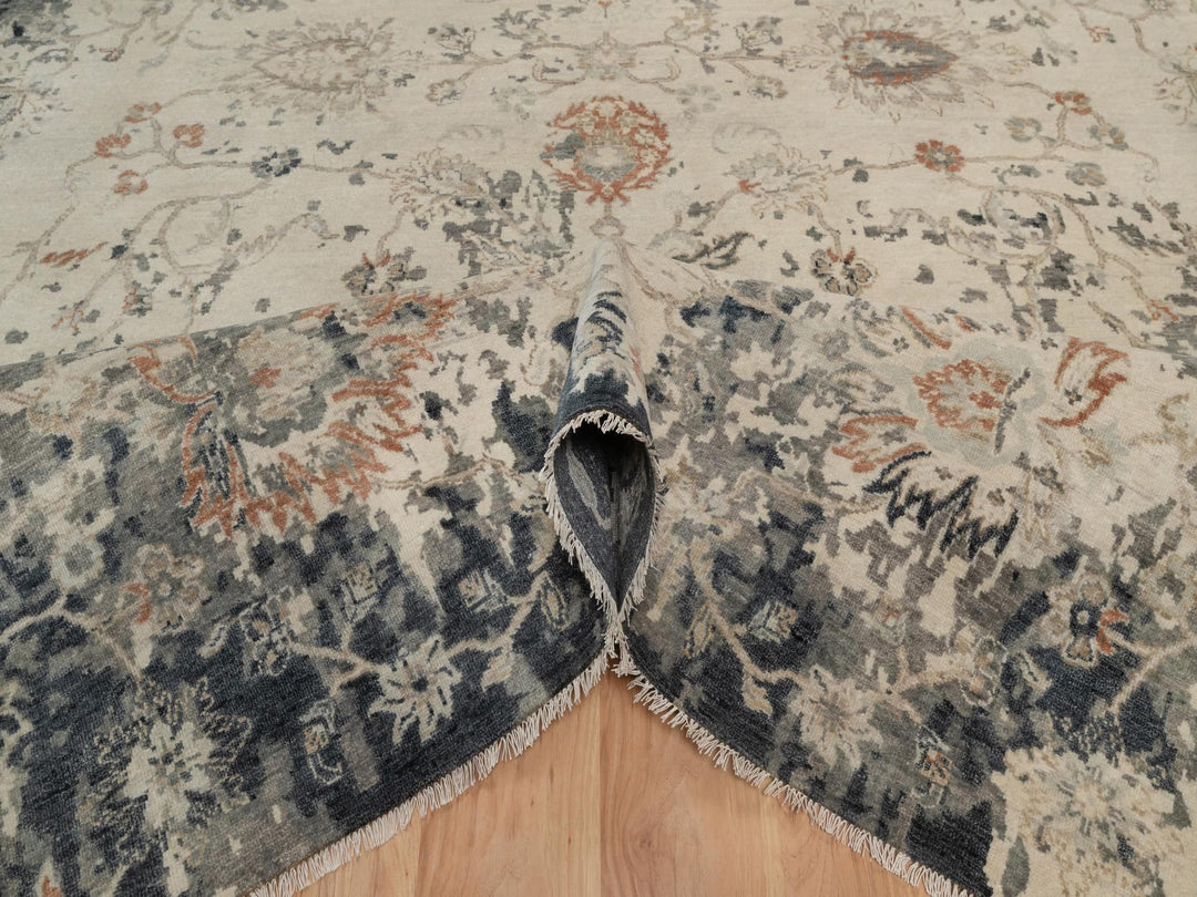 9'0" x 12'2" New Hand Knotted Black Wool Rectangle Oriental Rug - MOA10291441