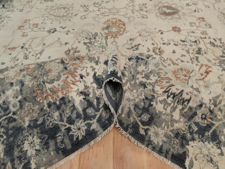 9'0" x 12'2" New Hand Knotted Black Wool Rectangle Oriental Rug - MOA10291441