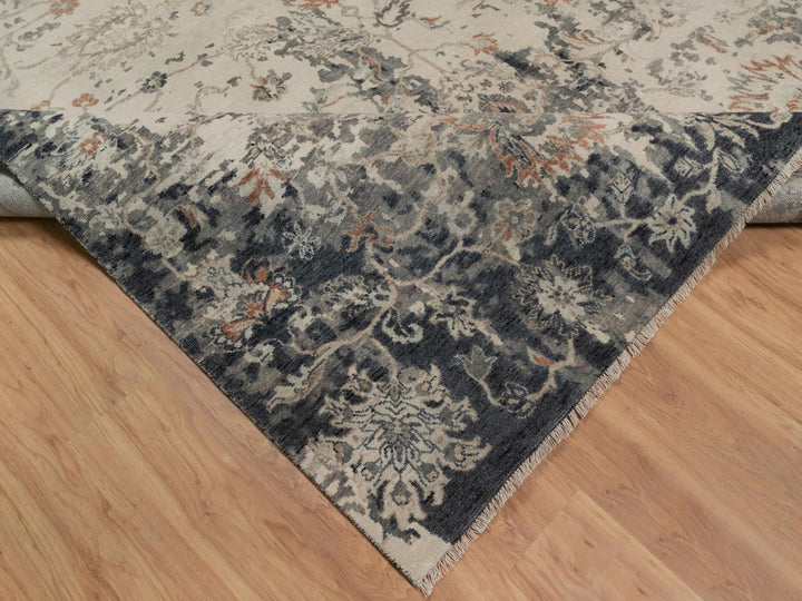 9'0" x 12'2" New Hand Knotted Black Wool Rectangle Oriental Rug - MOA10291441