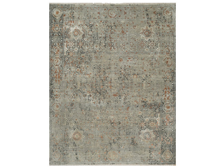 7'9" x 9'11" New Hand Knotted Grey Wool Rectangle Oriental Rug - MOA10291442