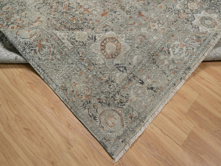 7'9" x 9'11" New Hand Knotted Grey Wool Rectangle Oriental Rug - MOA10291442