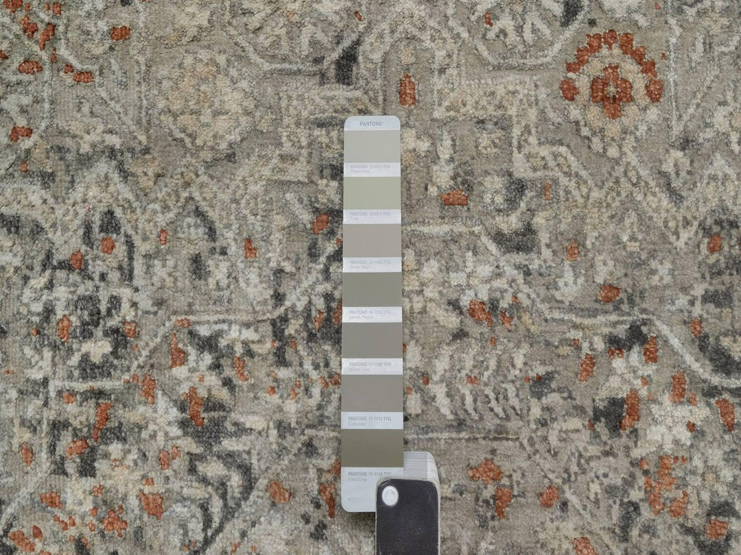 7'9" x 9'11" New Hand Knotted Grey Wool Rectangle Oriental Rug - MOA10291442
