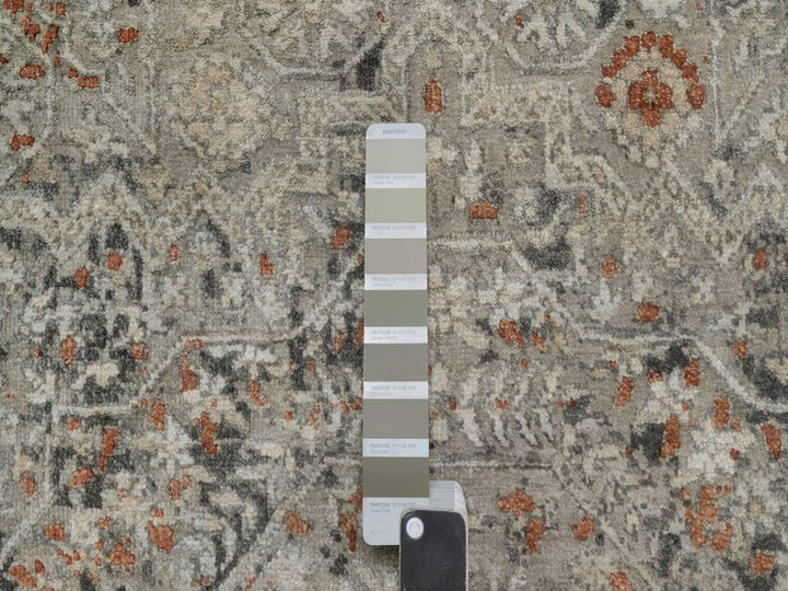 7'9" x 9'11" New Hand Knotted Grey Wool Rectangle Oriental Rug - MOA10291442