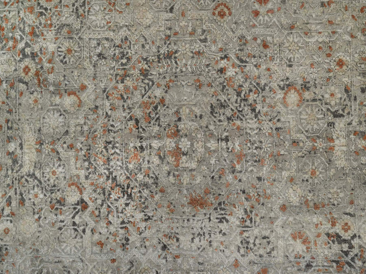 7'9" x 9'11" New Hand Knotted Grey Wool Rectangle Oriental Rug - MOA10291442