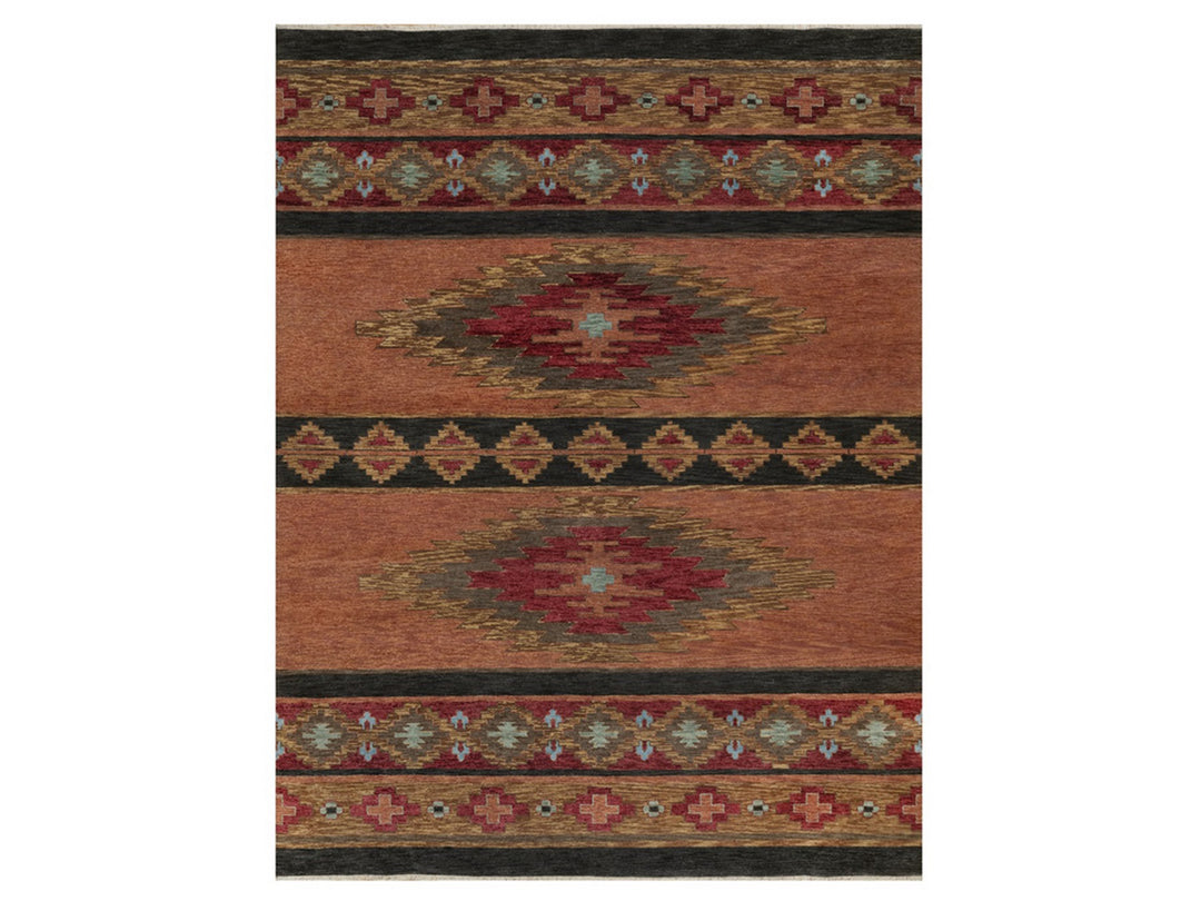 9'1" x 12'0" New Hand Knotted Brown Wool Rectangle Oriental Rug - MOA10291444