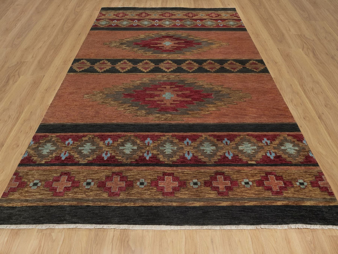 9'1" x 12'0" New Hand Knotted Brown Wool Rectangle Oriental Rug - MOA10291444