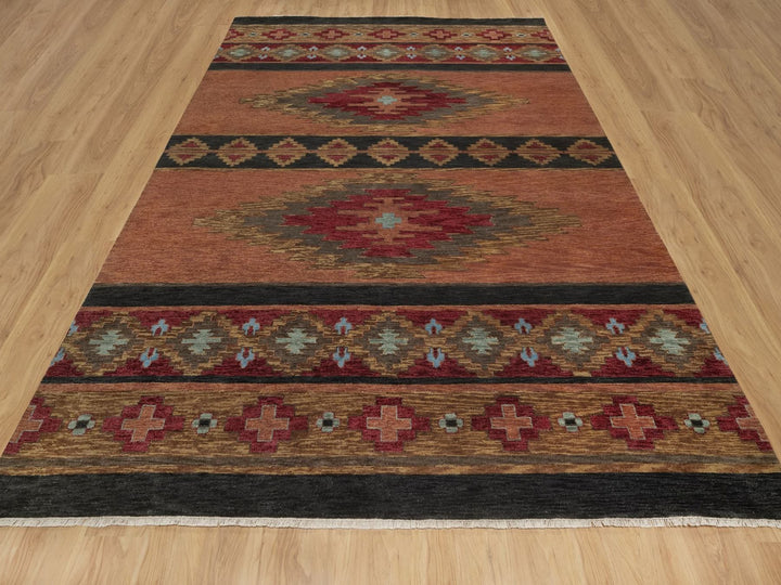 9'1" x 12'0" New Hand Knotted Brown Wool Rectangle Oriental Rug - MOA10291444