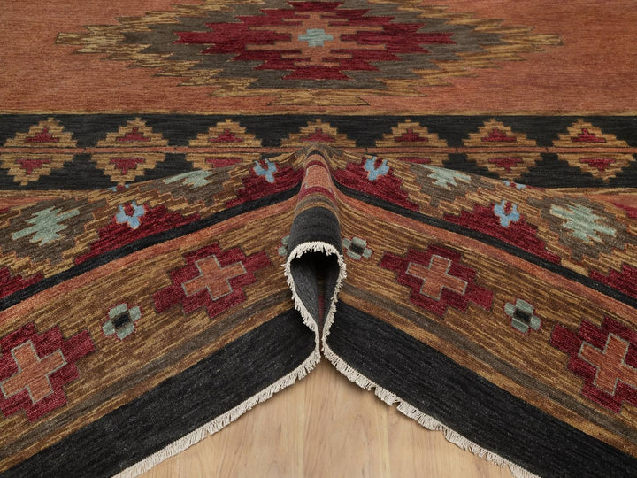 9'1" x 12'0" New Hand Knotted Brown Wool Rectangle Oriental Rug - MOA10291444