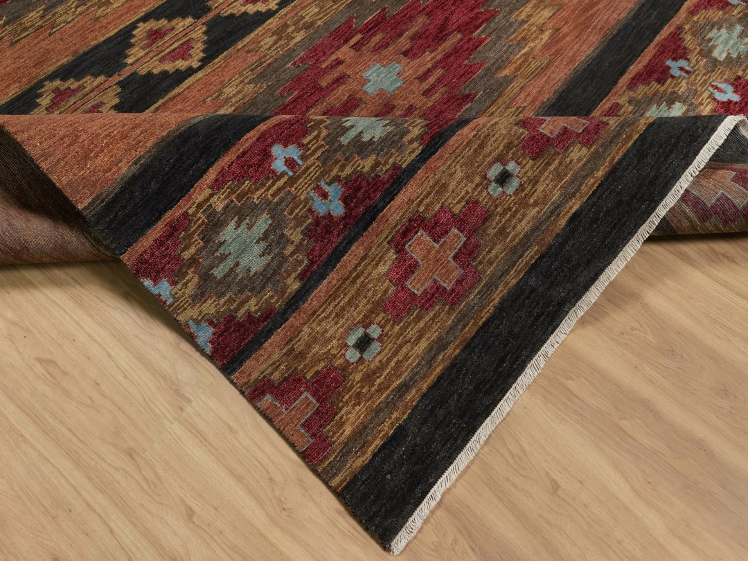 9'1" x 12'0" New Hand Knotted Brown Wool Rectangle Oriental Rug - MOA10291444