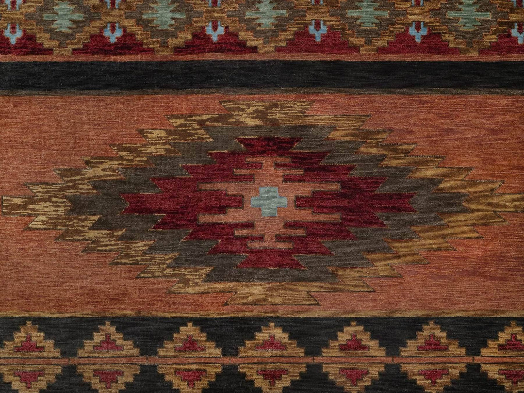 9'1" x 12'0" New Hand Knotted Brown Wool Rectangle Oriental Rug - MOA10291444