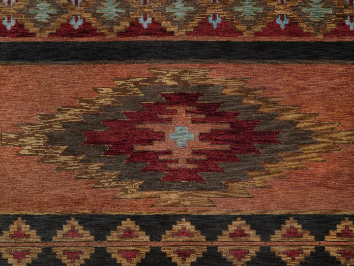 9'1" x 12'0" New Hand Knotted Brown Wool Rectangle Oriental Rug - MOA10291444