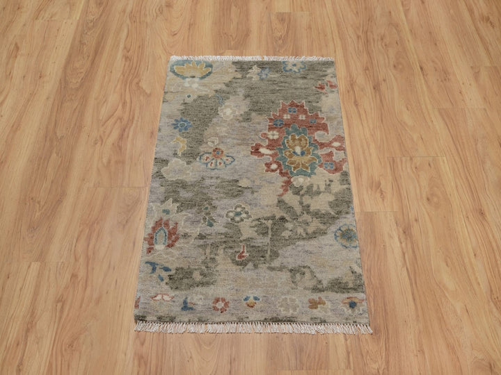 2'1" x 3'0" New Hand Knotted Grey Wool Rectangle Oriental Rug - MOA10291448