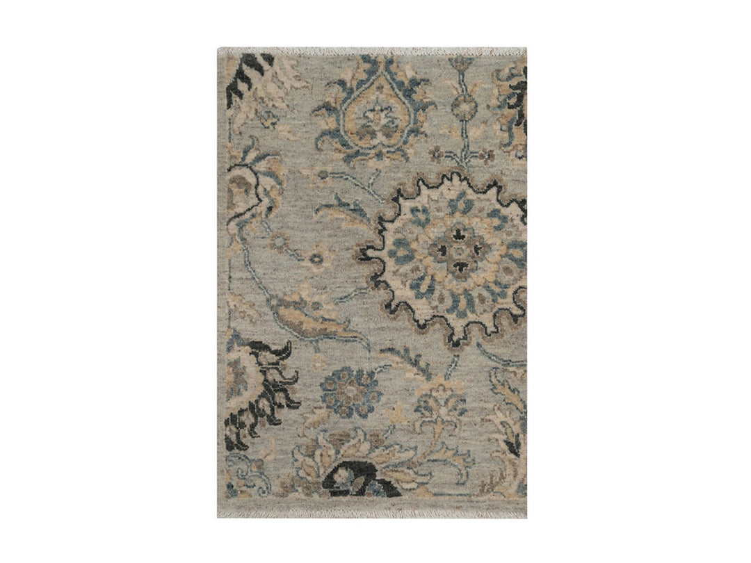 2'1" x 3'1" New Hand Knotted Grey Wool Rectangle Oriental Rug - MOA10291450