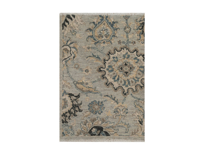 2'1" x 3'1" New Hand Knotted Grey Wool Rectangle Oriental Rug - MOA10291450