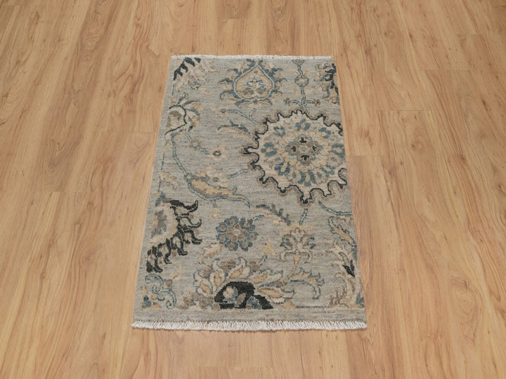 2'1" x 3'1" New Hand Knotted Grey Wool Rectangle Oriental Rug - MOA10291450