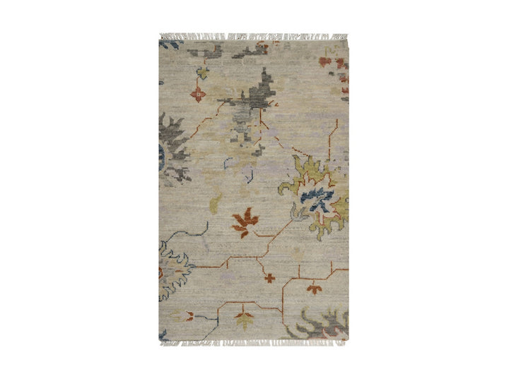 2'1" x 3'4" New Hand Knotted Ivory Wool Rectangle Oriental Rug - MOA10291451