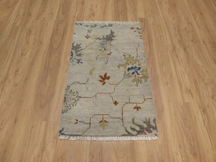 2'1" x 3'4" New Hand Knotted Ivory Wool Rectangle Oriental Rug - MOA10291451