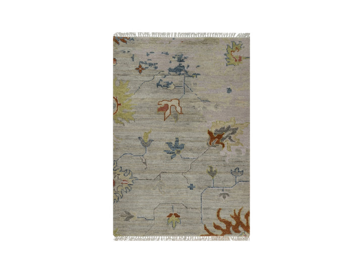 2'1" x 3'0" New Hand Knotted Grey Wool Rectangle Oriental Rug - MOA10291454