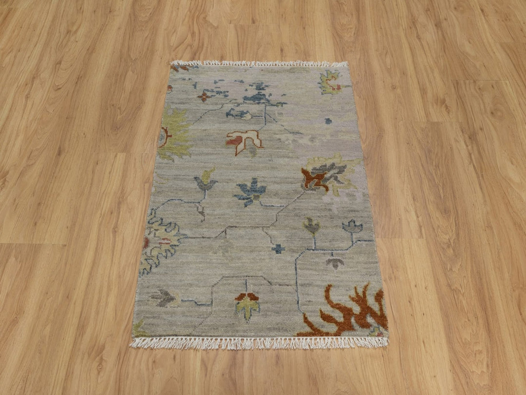 2'1" x 3'0" New Hand Knotted Grey Wool Rectangle Oriental Rug - MOA10291454