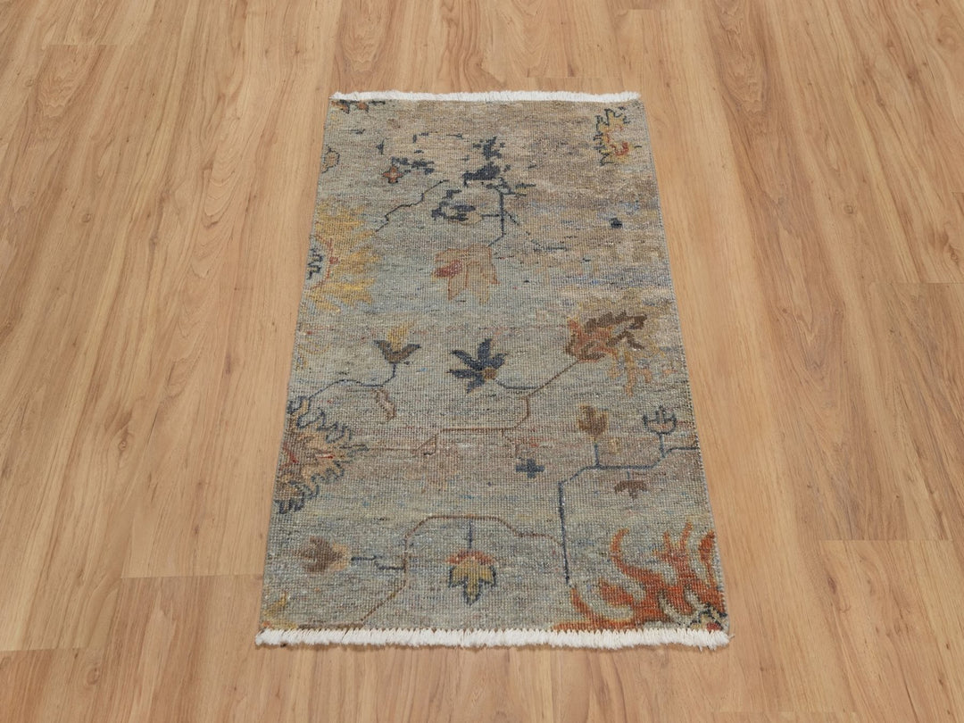 2'1" x 3'0" New Hand Knotted Grey Wool Rectangle Oriental Rug - MOA10291455