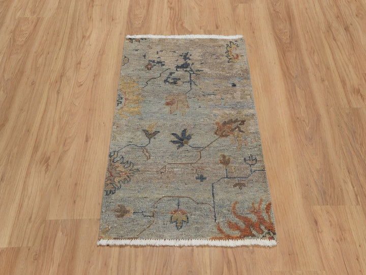 2'1" x 3'0" New Hand Knotted Grey Wool Rectangle Oriental Rug - MOA10291455
