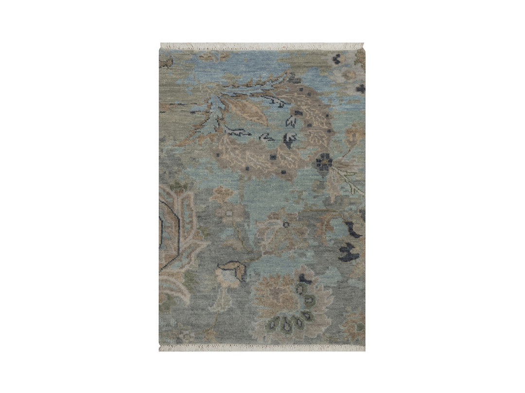 2'0" x 2'11" New Hand Knotted Grey Wool Rectangle Oriental Rug - MOA10291456