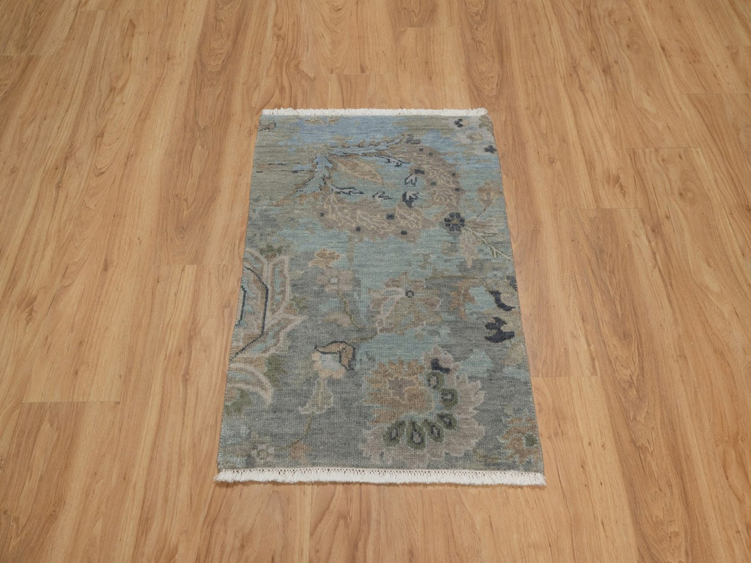 2'0" x 2'11" New Hand Knotted Grey Wool Rectangle Oriental Rug - MOA10291456