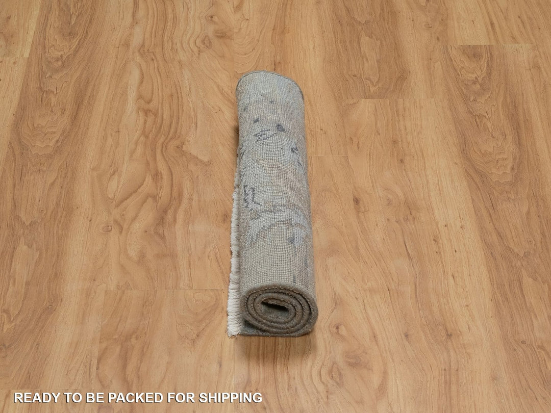 2'0" x 2'11" New Hand Knotted Grey Wool Rectangle Oriental Rug - MOA10291456
