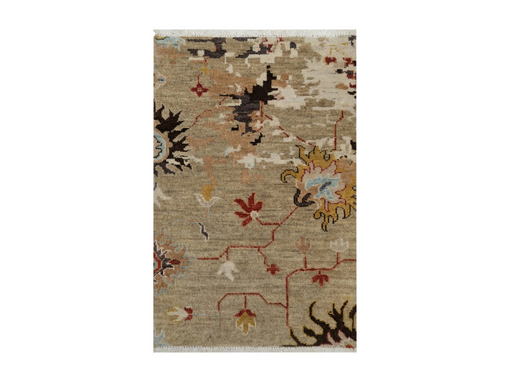 2'1" x 3'2" New Hand Knotted Brown Wool Rectangle Oriental Rug - MOA10291457
