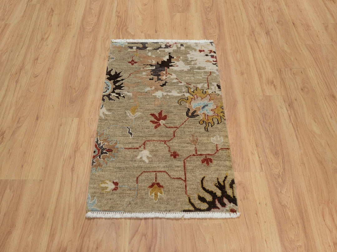 2'1" x 3'2" New Hand Knotted Brown Wool Rectangle Oriental Rug - MOA10291457