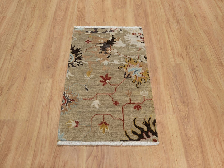 2'1" x 3'2" New Hand Knotted Brown Wool Rectangle Oriental Rug - MOA10291457