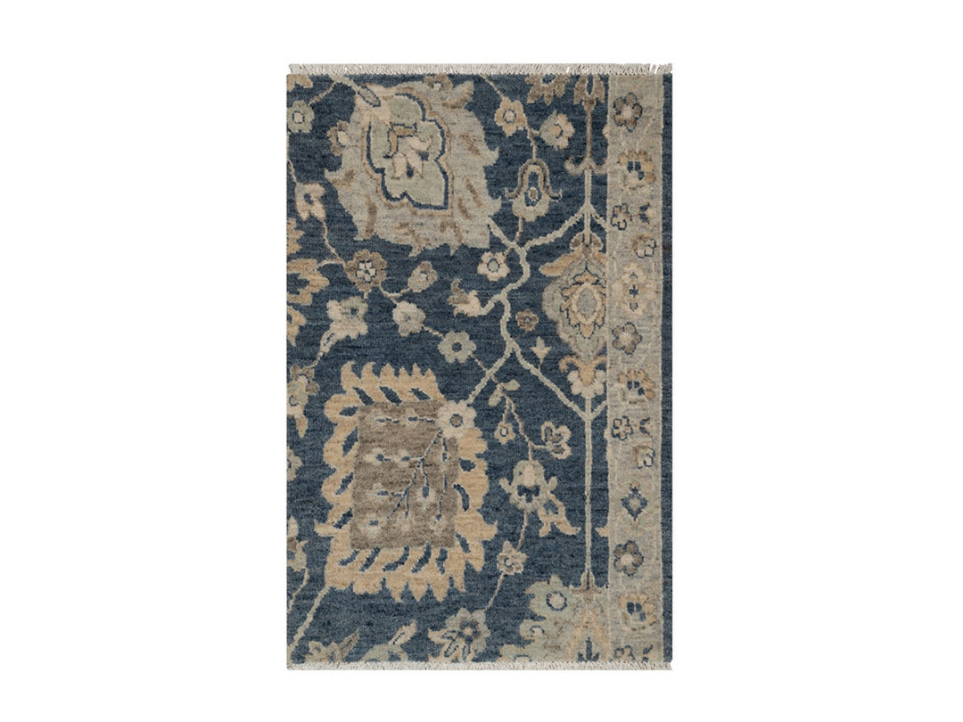 2'0" x 3'1" New Hand Knotted Blue Wool Rectangle Oriental Rug - MOA10291459