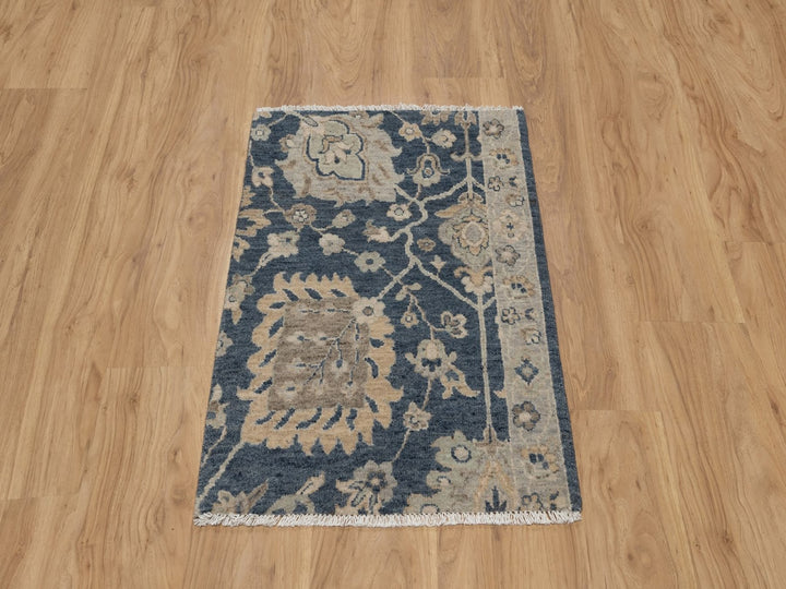 2'0" x 3'1" New Hand Knotted Blue Wool Rectangle Oriental Rug - MOA10291459