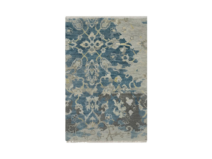 2'0" x 3'1" New Hand Knotted Blue Wool Rectangle Oriental Rug - MOA10291462