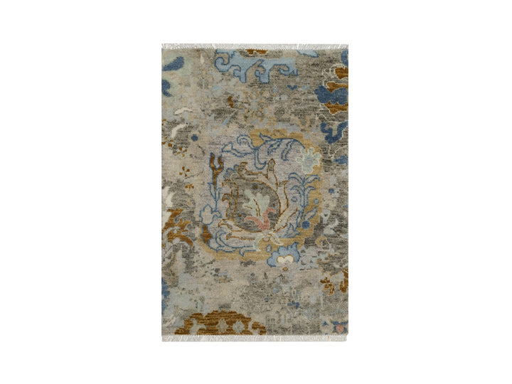 2'0" x 3'1" New Hand Knotted Ivory Wool Rectangle Oriental Rug - MOA10291465