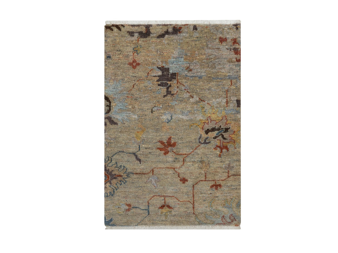 2'1" x 3'1" New Hand Knotted Brown Wool Rectangle Oriental Rug - MOA10291466