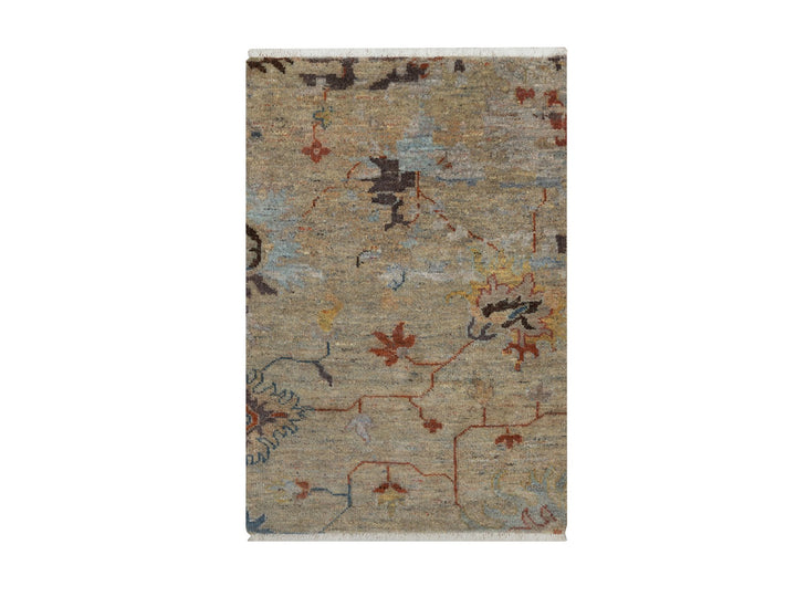 2'1" x 3'1" New Hand Knotted Brown Wool Rectangle Oriental Rug - MOA10291466