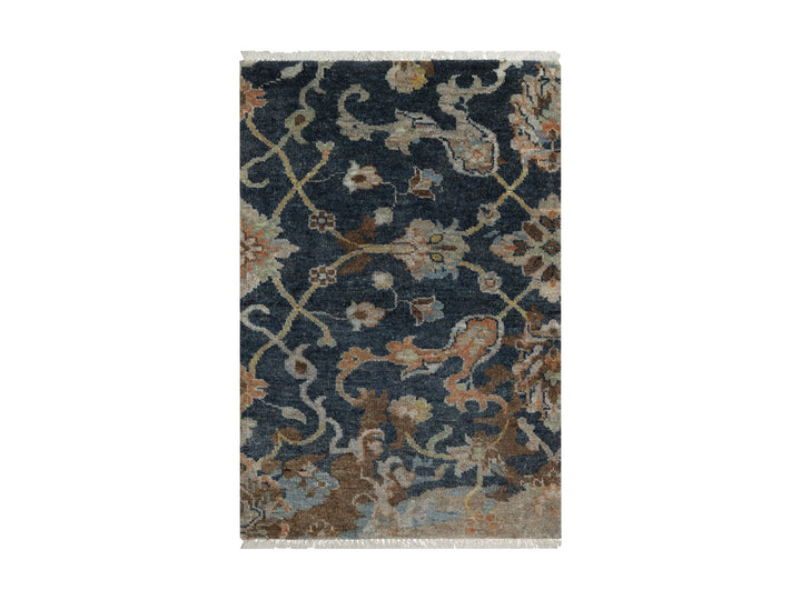 2'0" x 3'0" New Hand Knotted Blue Wool Rectangle Oriental Rug - MOA10291468