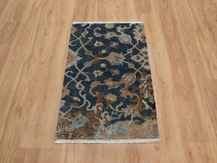 2'0" x 3'0" New Hand Knotted Blue Wool Rectangle Oriental Rug - MOA10291468