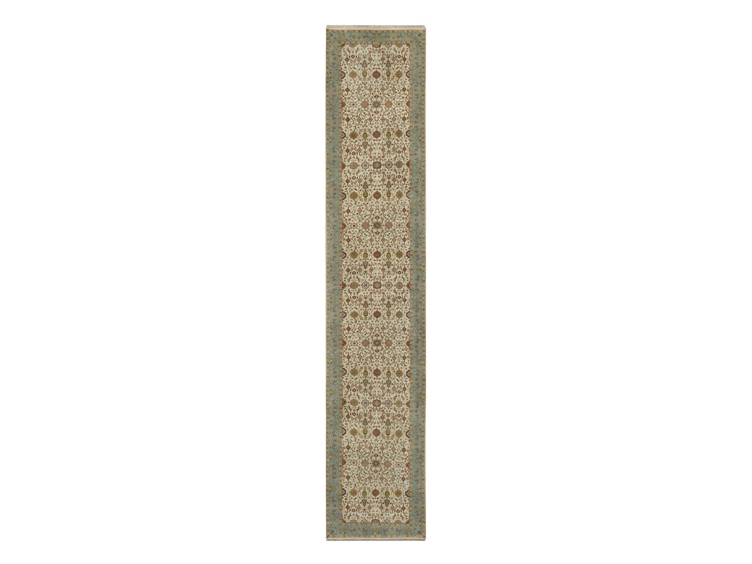 3'0" x 15'6" New Hand Knotted Ivory Wool Runner Oriental Rug - MOA10291474