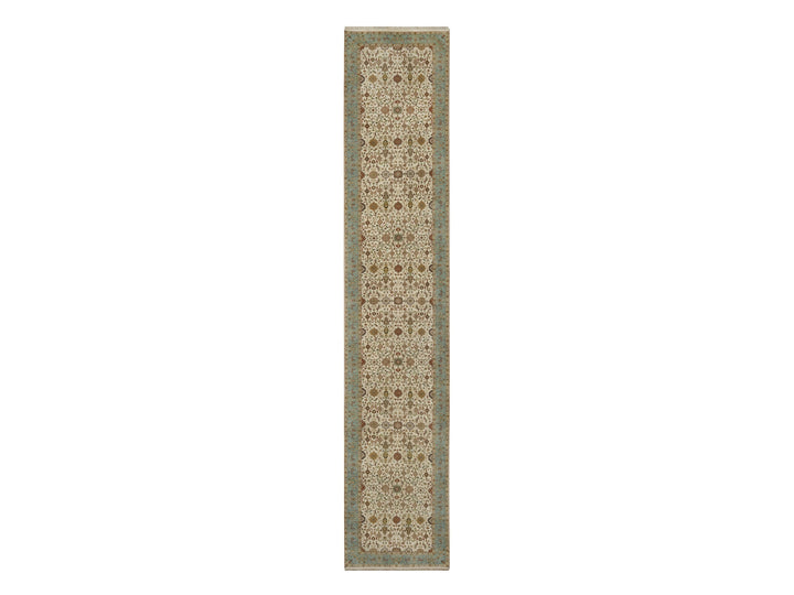 3'0" x 15'6" New Hand Knotted Ivory Wool Runner Oriental Rug - MOA10291474