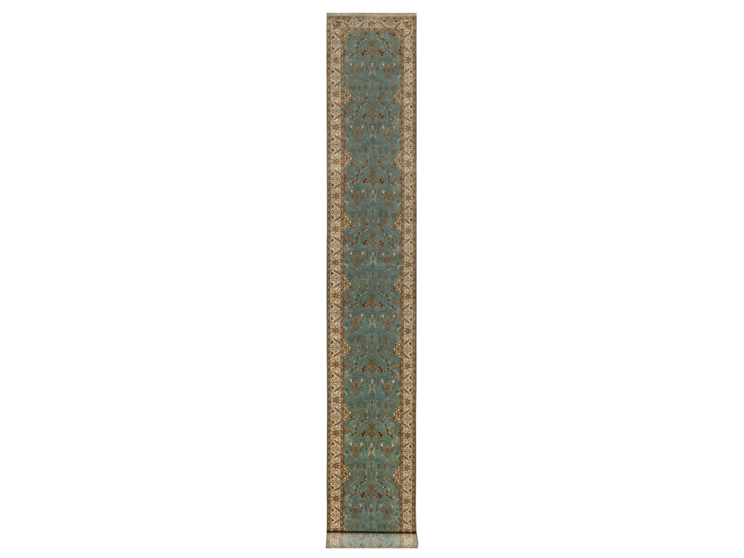 2'9" x 19'8" New Hand Knotted Blue Wool Runner Oriental Rug - MOA10291477