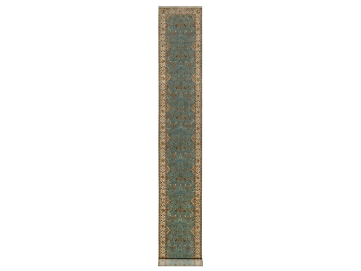 2'9" x 19'8" New Hand Knotted Blue Wool Runner Oriental Rug - MOA10291477