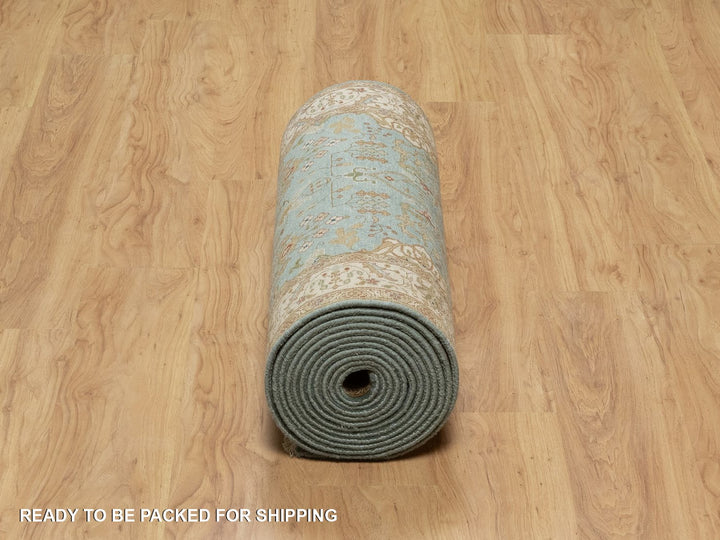 2'9" x 19'8" New Hand Knotted Blue Wool Runner Oriental Rug - MOA10291477