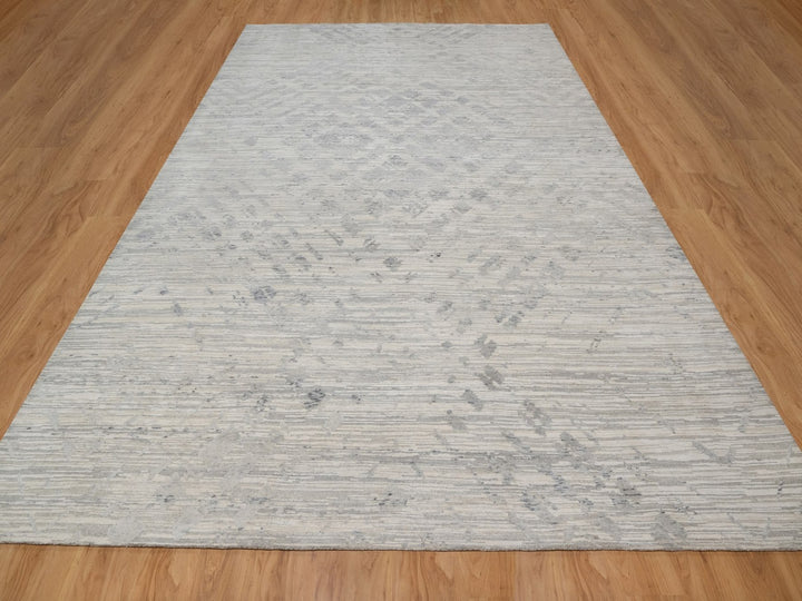 10'0" x 14'3" New Hand Knotted Ivory Wool Rectangle Oriental Rug - MOA10291478