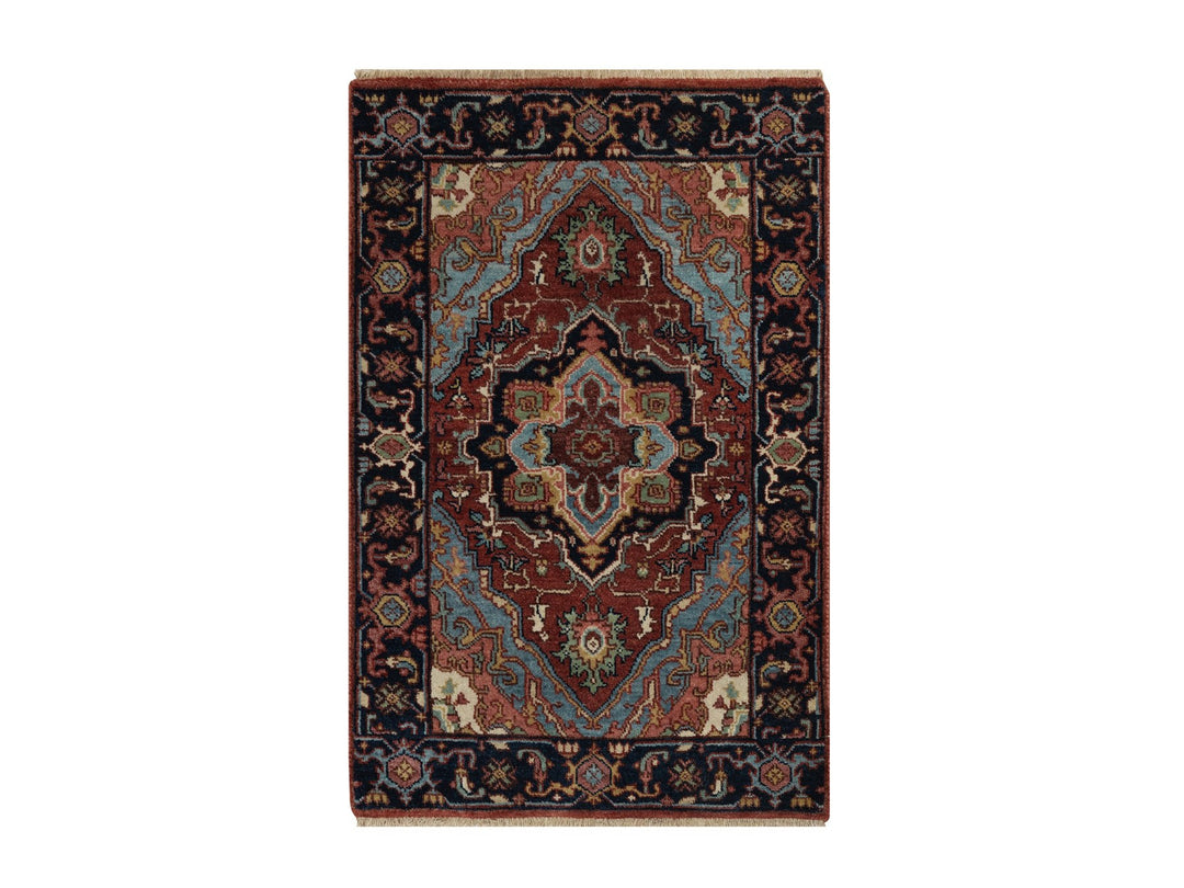 2'0" x 3'1" New Hand Knotted Red Wool Rectangle Oriental Rug - MOA10291481